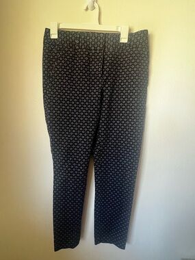 LOFT Marisa Skinny Pants Navy Geometric Print Size 6 Work Office